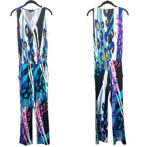 HALE‎ BOB Multicolored Leopard Sleeveless Jumpsuit Mixed Print Colorful Wide Leg